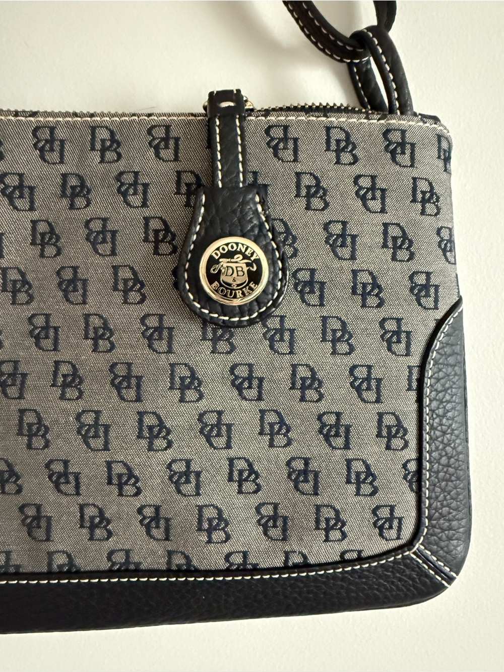 Dooney & Bourke Gray and Black Monogram Shoulder Bag - Picture 2 of 8